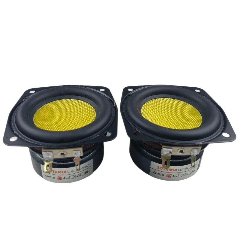 SOTAMIA 2Pcs 3 Inch Subwoofer Speaker 78mm 4 Ohm 20W Yellow Glass Fiber Super Bass Audio Hifi Home Music Sound Speaker