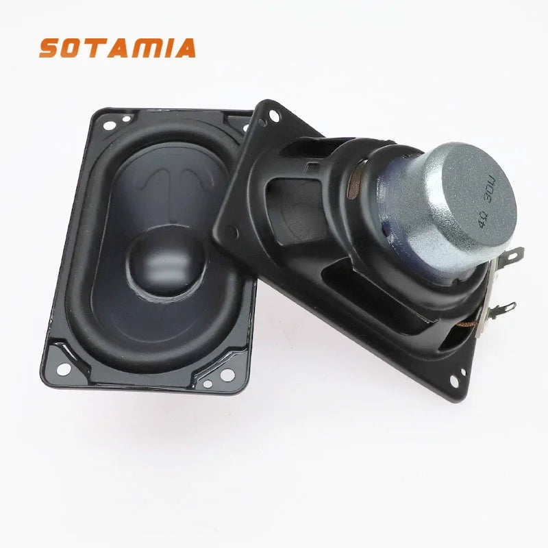 SOTAMIA 2Pcs 5393mm Runway Mid-bass Speaker Rectangular Horn 4 Ohm 30W Audio Waterproof Speaker 20 Core HIFI Loudspeaker 53*93MM