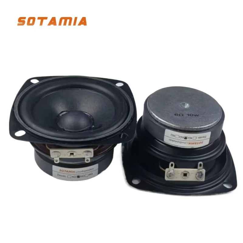 SOTAMIA 2Pcs 3 Inch Full Range Speaker 6 Ohm 10W HiFi Audio Power Loudspeaker DIY Multimedia Music Bluetooth Speaker