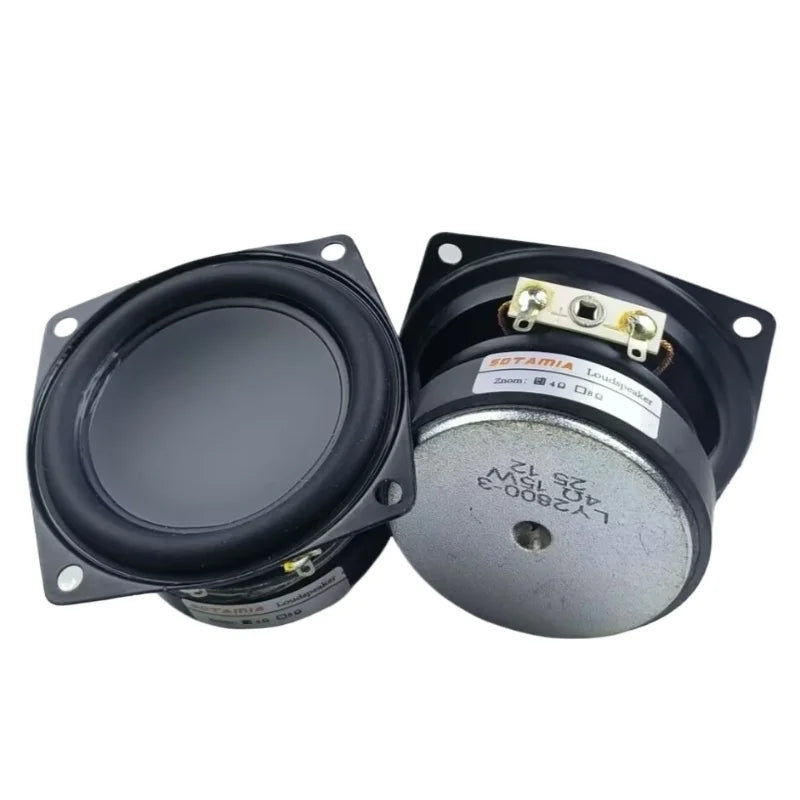 SOTAMIA 2Pcs 2.5 Inch Portable Audio Power Speaker 4 Ohm 15W Rubber Waterproof Loudspeaker DIY Hifi Music Bluetooth Speaker