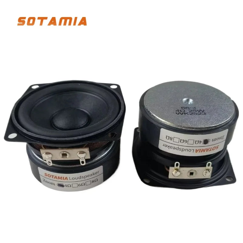 SOTAMIA 2Pcs 2.5 Inch Full Range Speaker 4 Ohm 25W 20 Core Hifi Music Power Loudspeaker DIY Smart Home Audio Bluetooth Speaker
