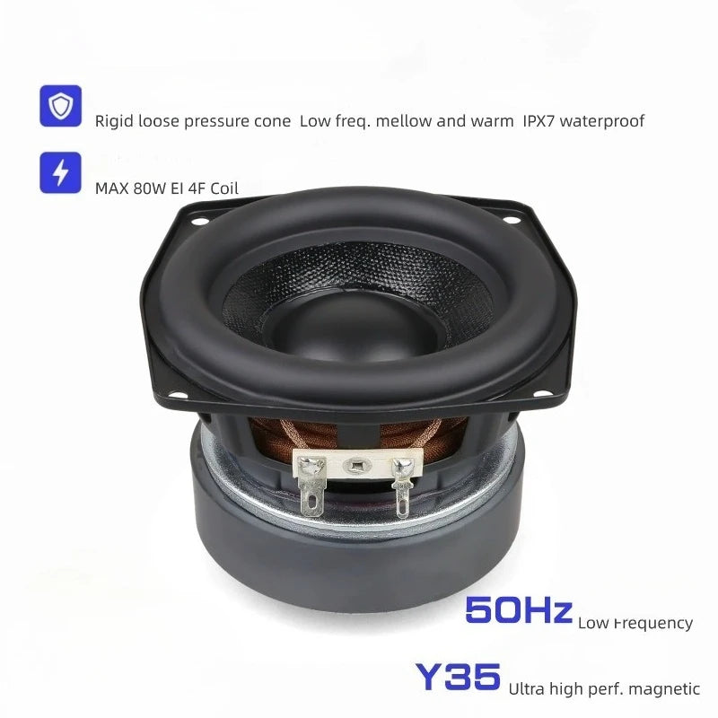 SOTAMIA 1Pcs 4 Inch Subwoofer Speaker 4 Ohm 50W 25 Core Waterproof Super Bass Speaker Rigid Loose Pressure Basin DIY Outdoor