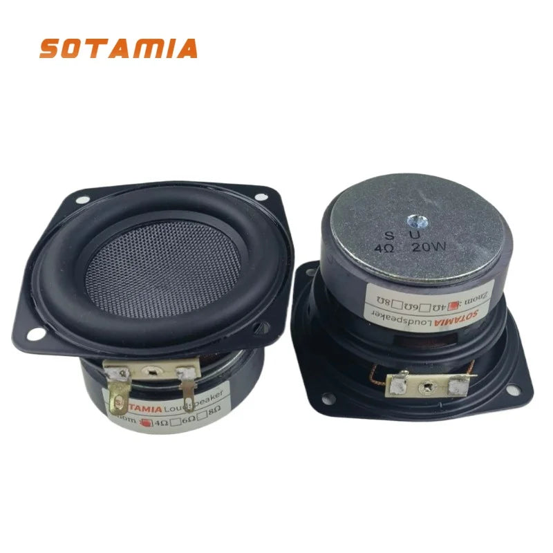SOTAMIA 2Pcs 3 Inch Subwoofer 4 Ohm 20W Black Fiber Glass Audio Hifi Home Music Sound Speaker DIY Home Theater Power Loudspeaker