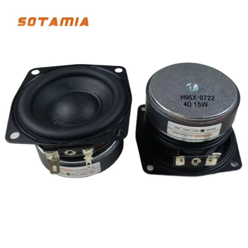 SOTAMIA 2Pcs 2.5 Inch Subwoofer Audio Power Speaker 4 Ohm 15W Hifi Low Frequency Speaker Sound Music Home Theater Loudspeaker