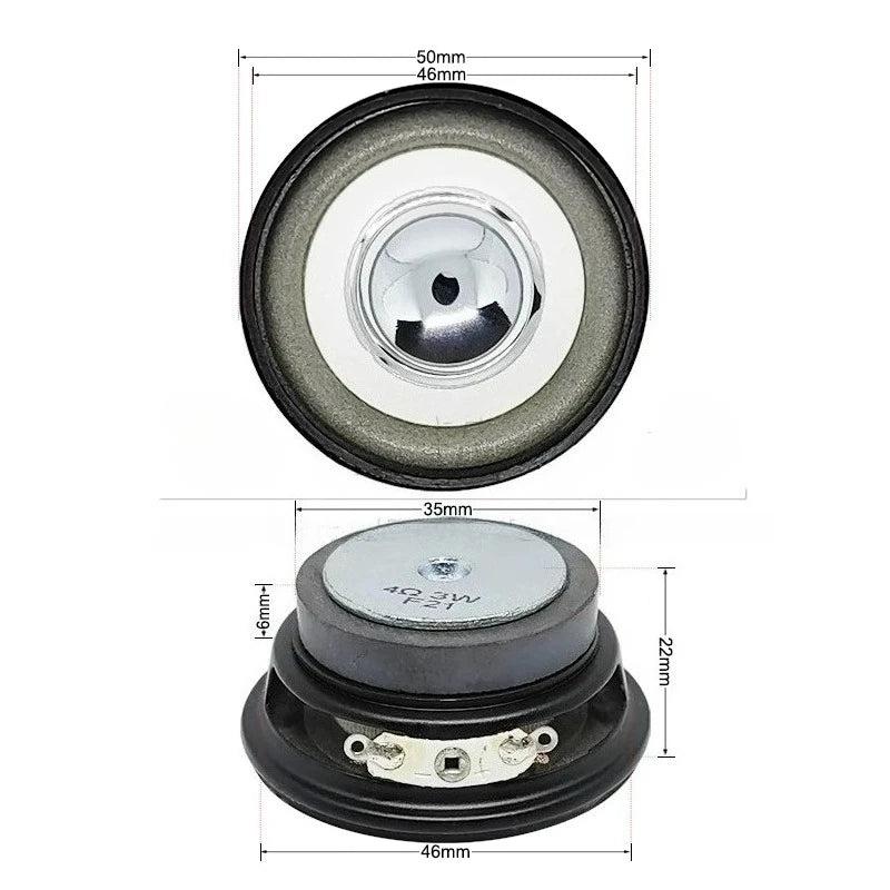 SOTAMIA 2Pcs 50mm Audio Portable Full Range Speaker 4 Ohm 3W External Magnetic White Basin Silver Hat Sound Speaker Loudspeaker