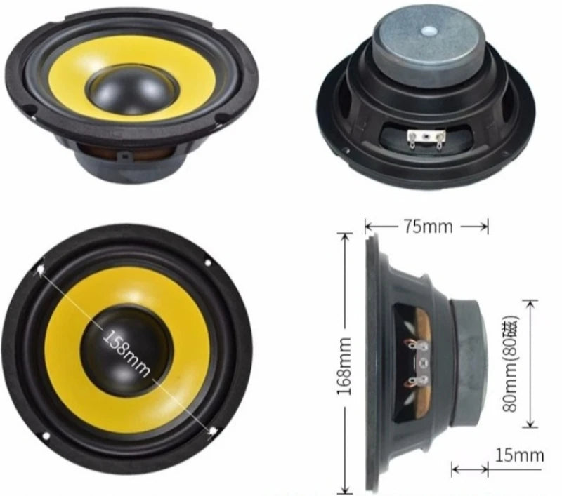 SOTAMIA 1PCS 6.5 Inch High Power Subwoofer  Mid-subwoofer  Audio Speaker 4 Ohm 50 Watt Metal Basin Frame Car Modification
