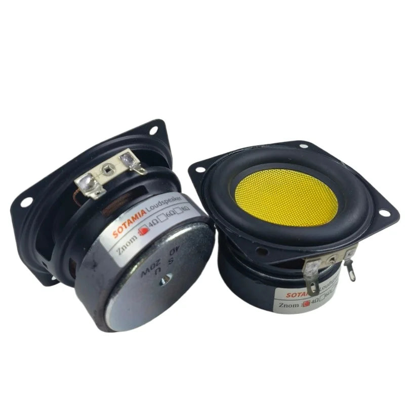 SOTAMIA 2Pcs 3 Inch Subwoofer Speaker 78mm 4 Ohm 20W Yellow Glass Fiber Super Bass Audio Hifi Home Music Sound Speaker