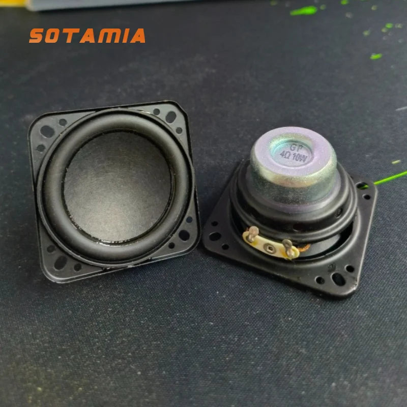 SOTAMIA 2Pcs 2 Inch 50mm Audio HIFI Speaker 4 Ohm 10W Paper Diaphragm 18 Core Rubber Side Long Stroke Full Range Speaker