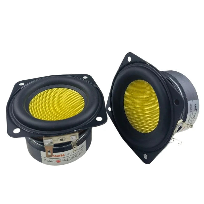 SOTAMIA 2Pcs 3 Inch Subwoofer Speaker 78mm 4 Ohm 20W Yellow Glass Fiber Super Bass Audio Hifi Home Music Sound Speaker