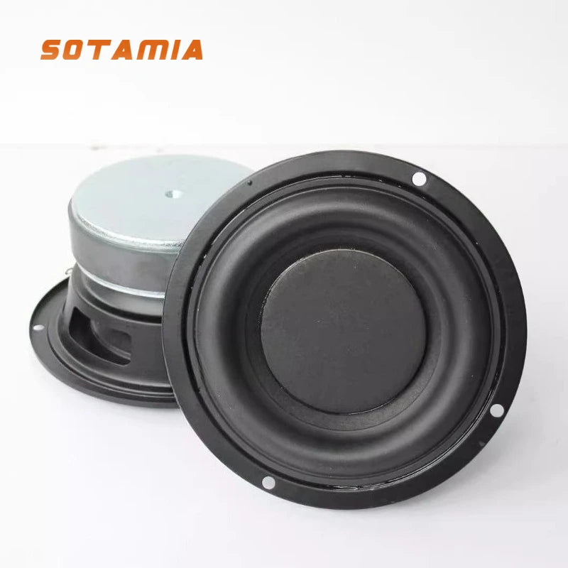 SOTAMIA 2Pcs 4.5 Inch Bass Speaker 4 Ohm 25W Audio Speaker Woofer Low Frequency Sound Music Hifi Loudspeaker DIY Steel Cannon