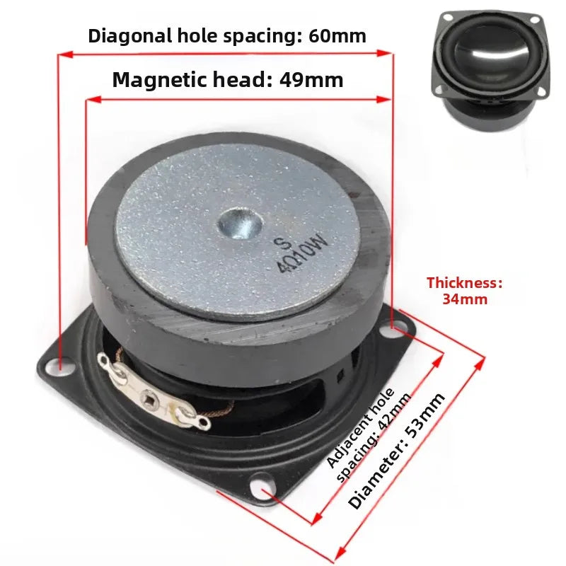 SOTAMIA 2Pcs 2 Inch Full Range Speaker Audio 4 Ohm 10W Rubber Side Sound Music Loudspeaker DIY Portable Bluetooth Speakers