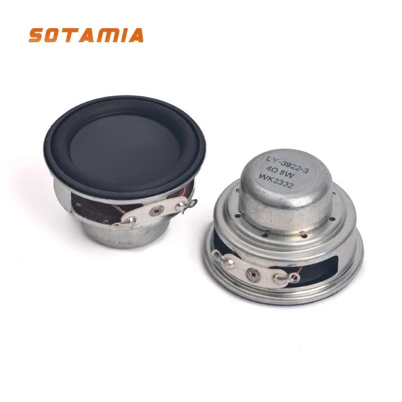 SOTAMIA 2Pcs 1.5 Inch Full Range Audio HIFI Speaker 4 Ohm 8W Rubber Edge Waterproof Loudspeaker DIY Portable Bluetooth Speakers