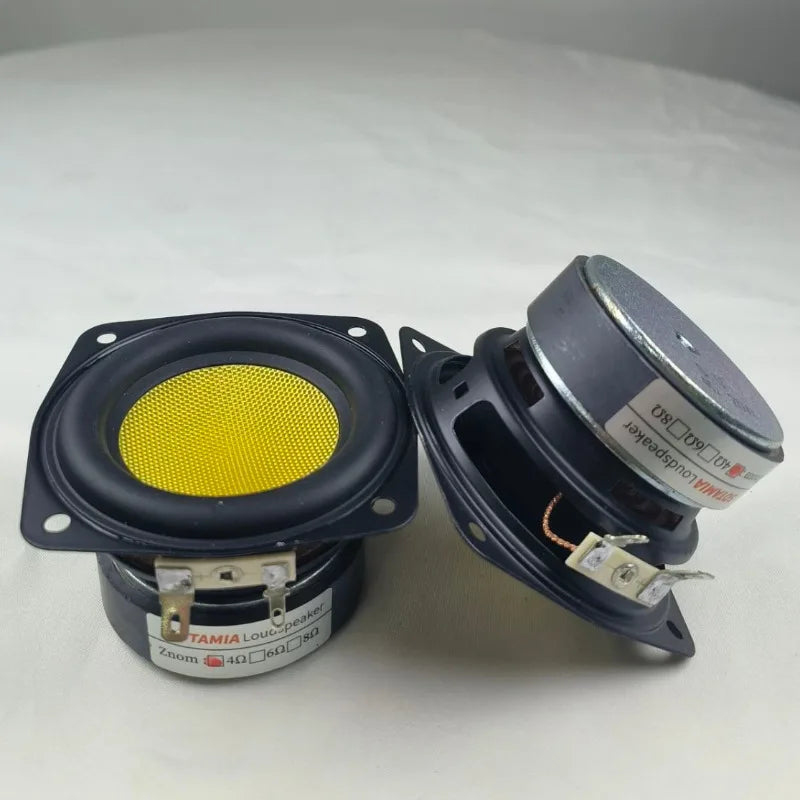 SOTAMIA 2Pcs 3 Inch Subwoofer Speaker 78mm 4 Ohm 20W Yellow Glass Fiber Super Bass Audio Hifi Home Music Sound Speaker