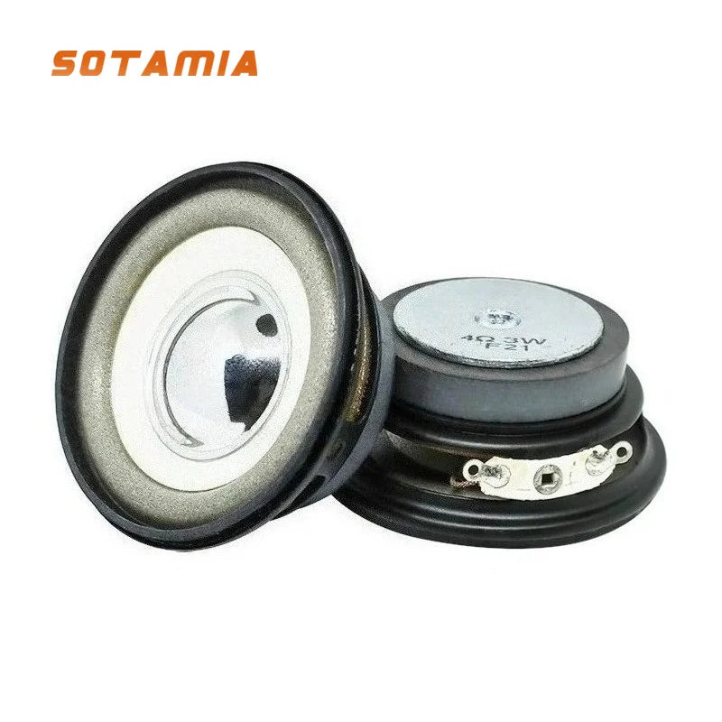 SOTAMIA 2Pcs 50mm Audio Portable Full Range Speaker 4 Ohm 3W External Magnetic White Basin Silver Hat Sound Speaker Loudspeaker