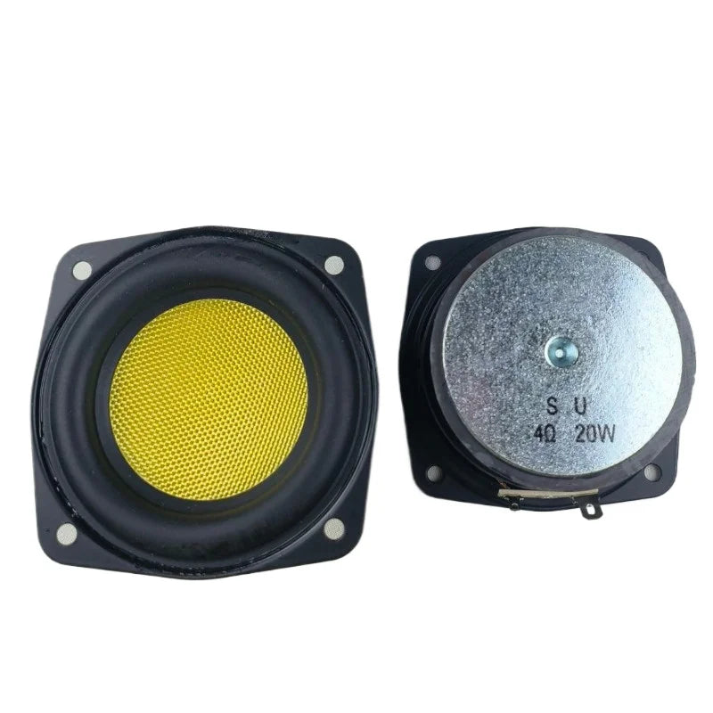 SOTAMIA 2Pcs 3 Inch Subwoofer Speaker 78mm 4 Ohm 20W Yellow Glass Fiber Super Bass Audio Hifi Home Music Sound Speaker